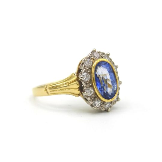 Ceylon Sapphire & Diamond Cluster Ring