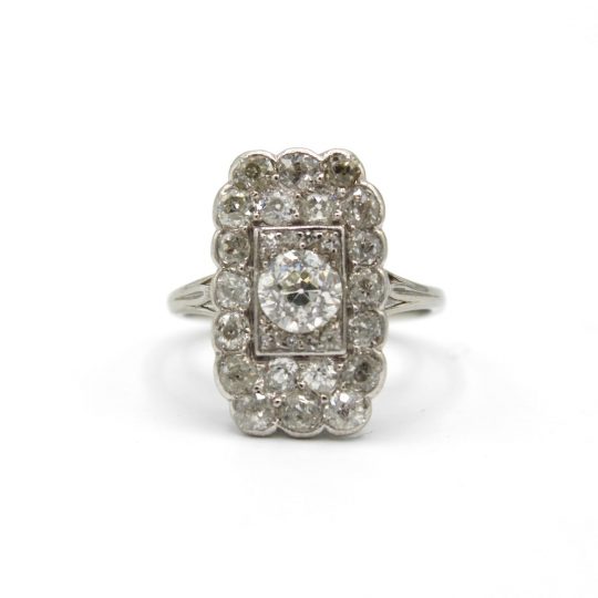 Circa 1920's Old Cut Diamond Plaque Ring