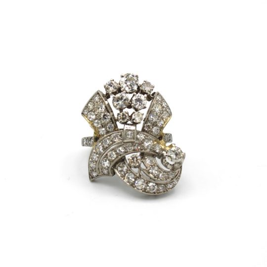 New York Circa 1950's Diamond Cocktail Ring