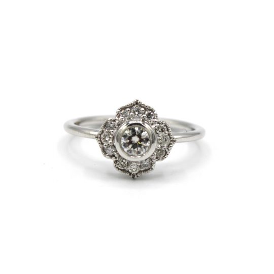 Edwardian Style 18ct White Gold Diamond Engagement Ring