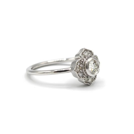 Edwardian Style 18ct White Gold Diamond Engagement Ring