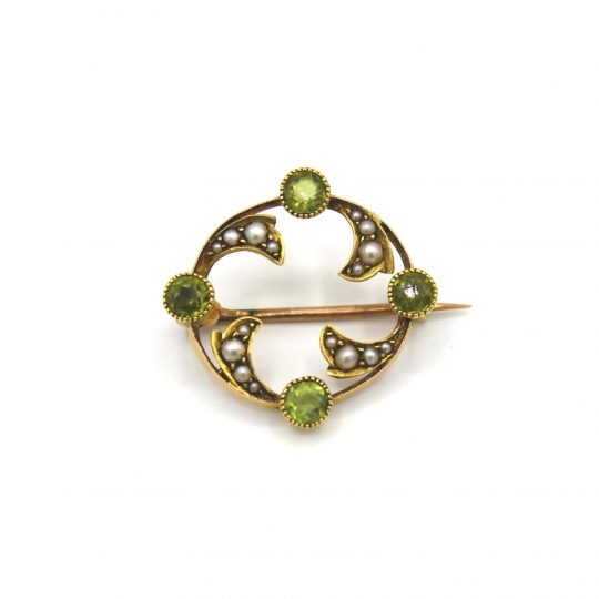 Edwardian Peridot & Pearl Brooch