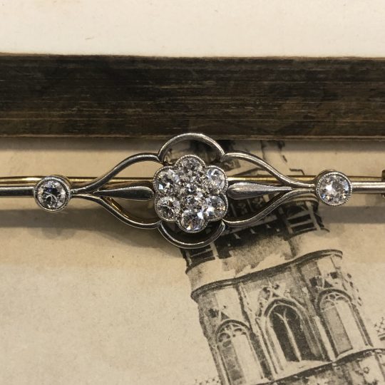 Floral Diamond Bar Brooch