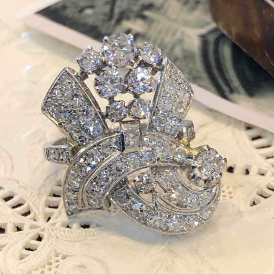 New York Circa 1950's Diamond Cocktail Ring