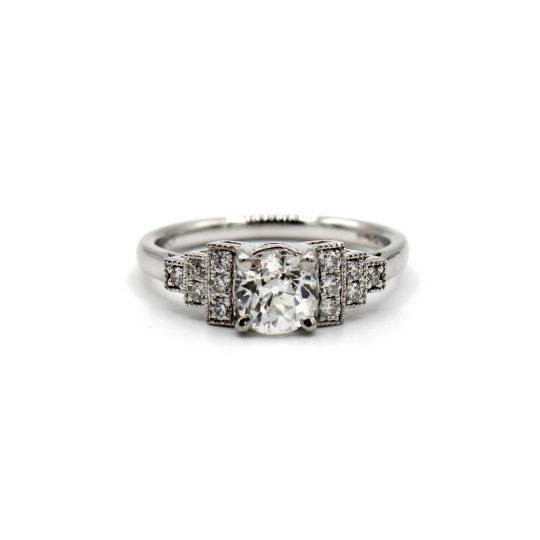 Platinum Old Mine Cut Engagement Ring