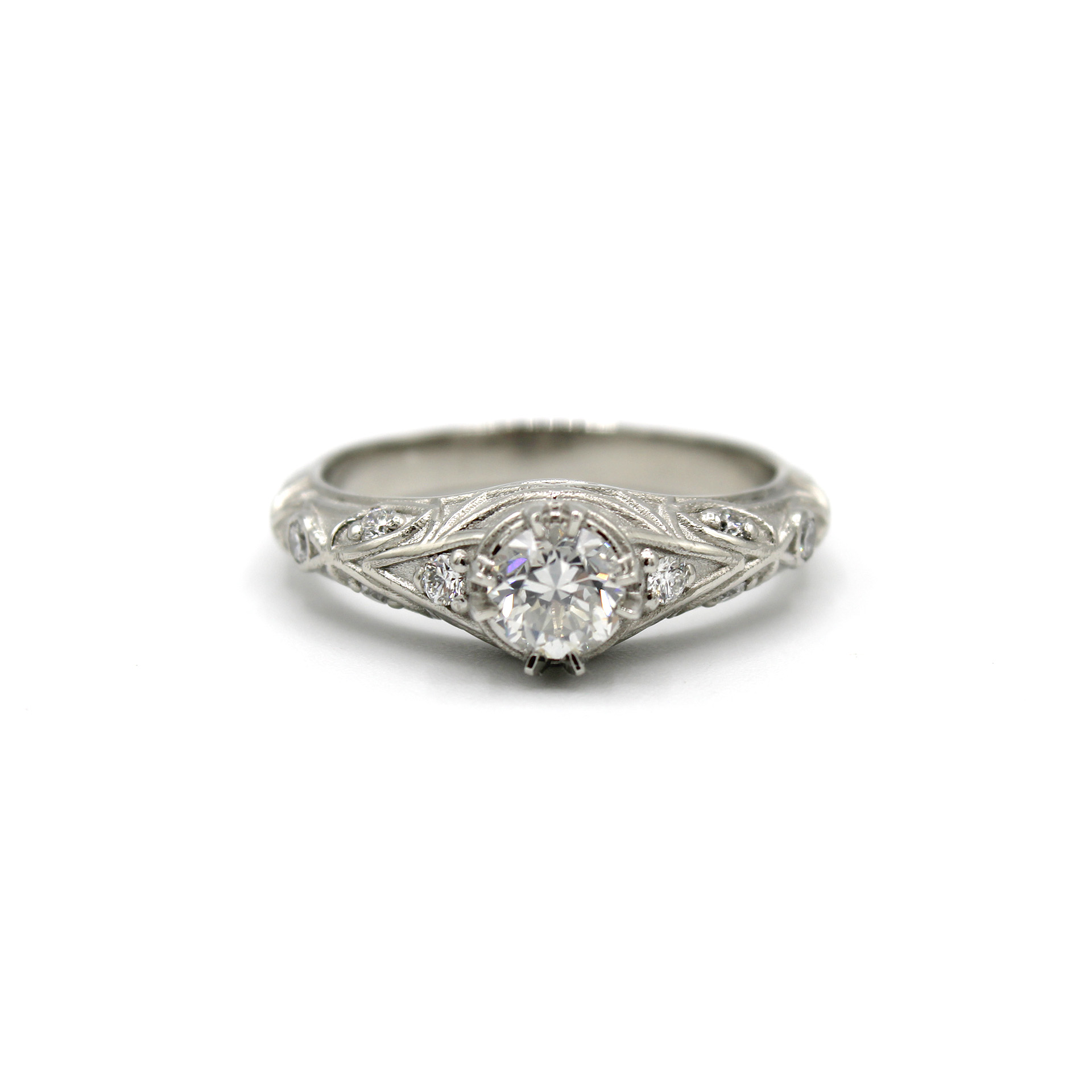 Antique Sapphire, Platinum and Diamond Ring