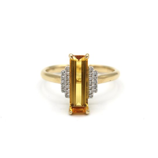 Art Deco Style Citrine & Diamond Ring