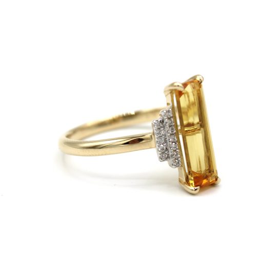 Art Deco Style Citrine & Diamond Ring