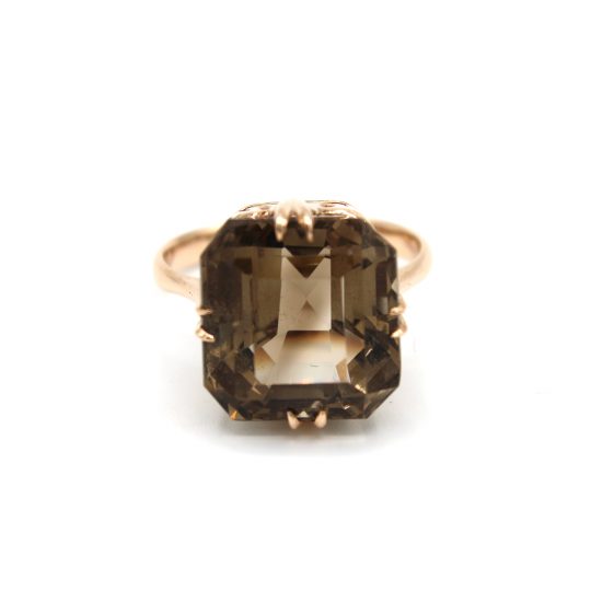 14ct Rose Gold Smokey Quartz Dress Ring