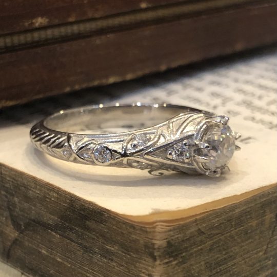 Platinum Vintage Inspired Diamond Engagement Ring