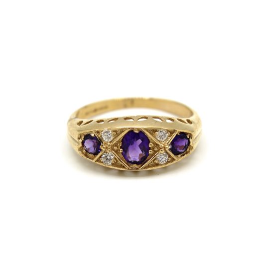 Victorian Inspired Amethyst & Diamond Ring