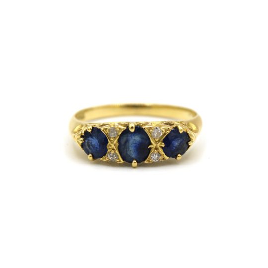 Circa 1900 Sapphire & Diamond Ring