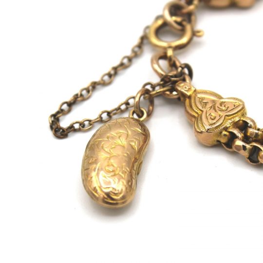 9ct Victorian Albertina Engraved Bean Bracelet