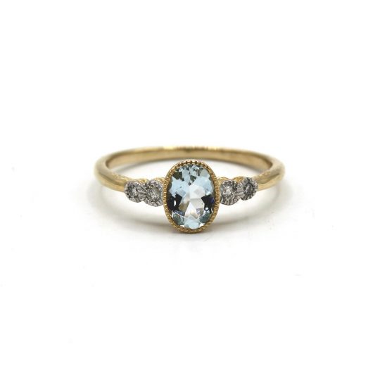 Aquamarine & Diamond Ring