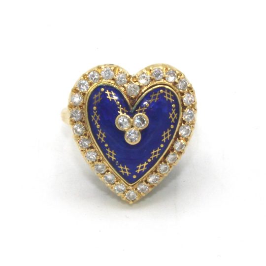 Diamond & Enamel Sweetheart Ring