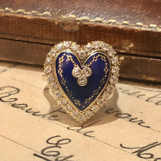 Diamond & Enamel Sweetheart Ring