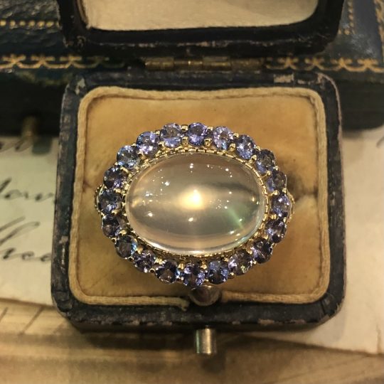 Moonstone & Tanzanite Cluster Ring