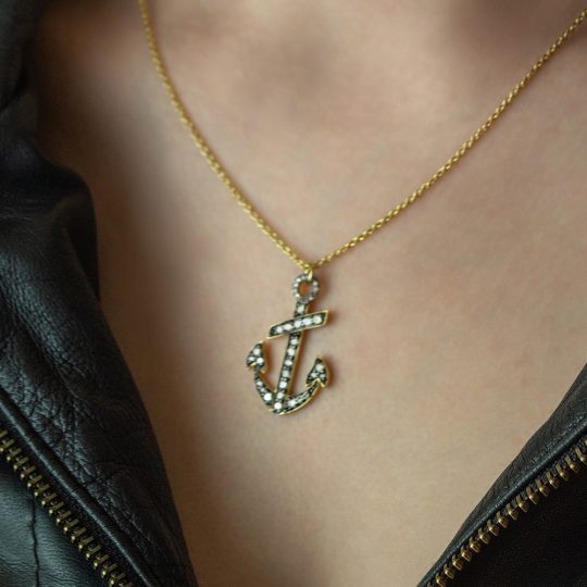 Sweet Marie Hazel Diamond Anchor Necklace