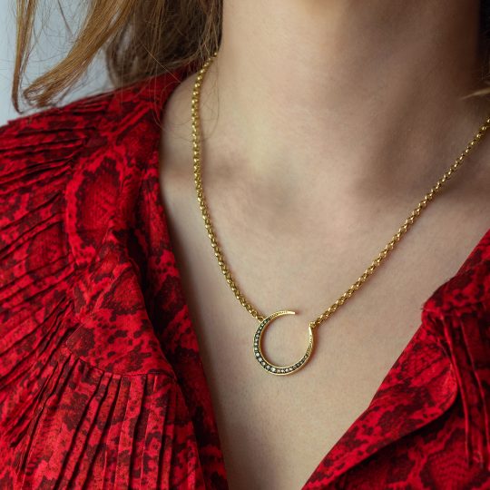 Sweet Marie Joni Diamond Crescent Moon Necklace