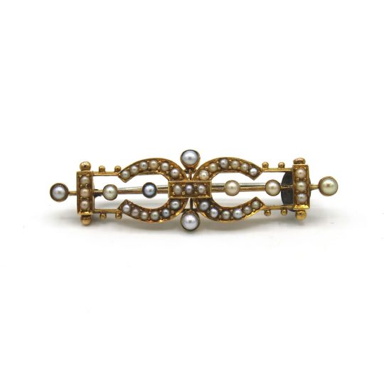 Double Horseshoe Seed Pearl Brooch