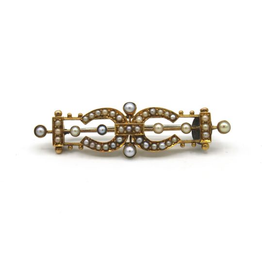 Double Horseshoe Seed Pearl Brooch