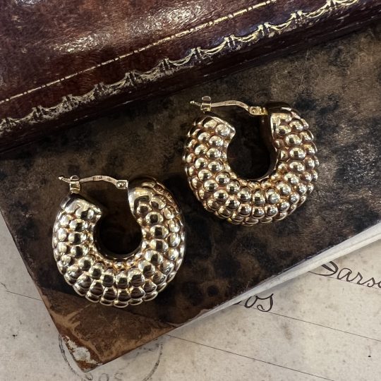 14ct Italian Chunky Textured Hoop Earrings