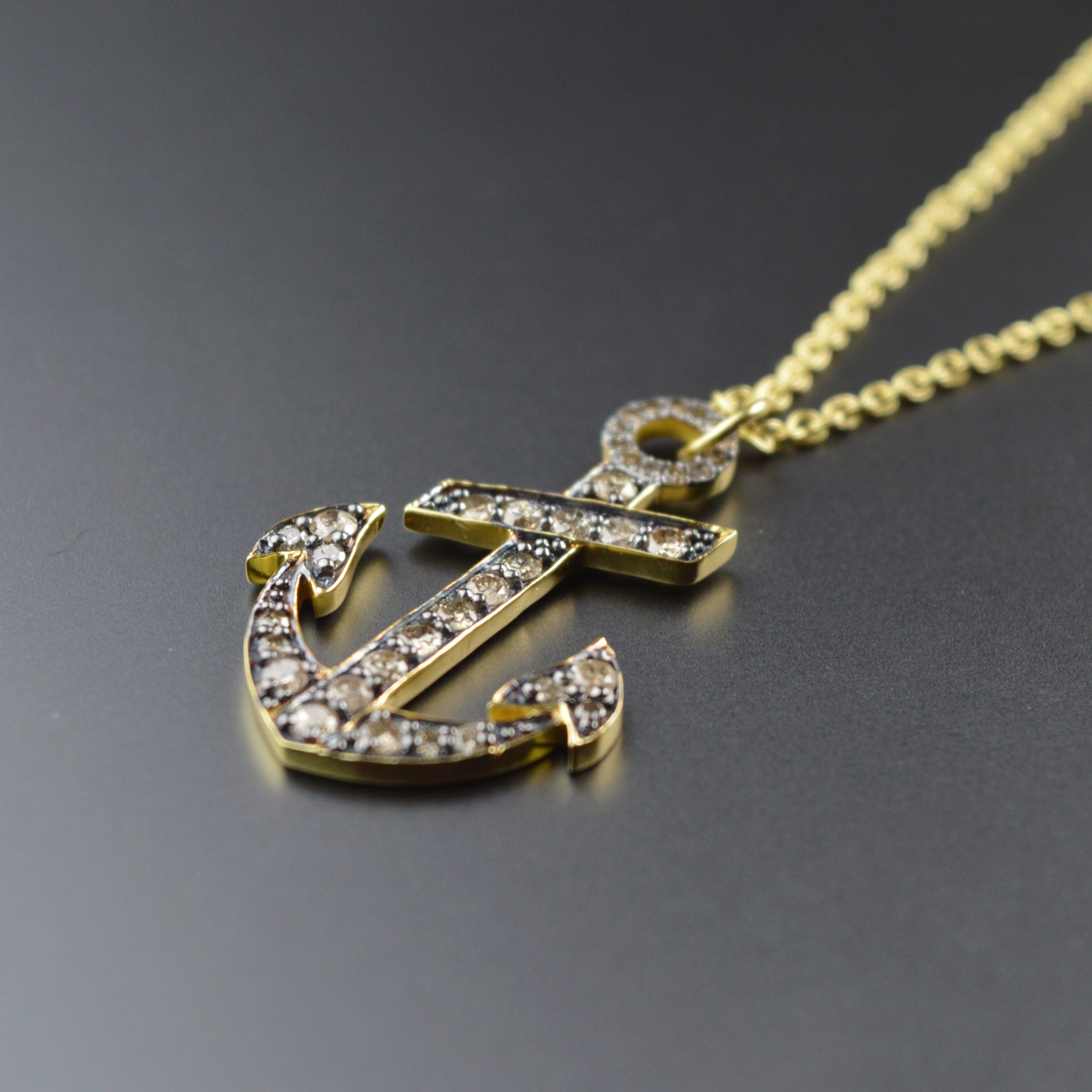 Sweet Marie Hazel Diamond Anchor Necklace