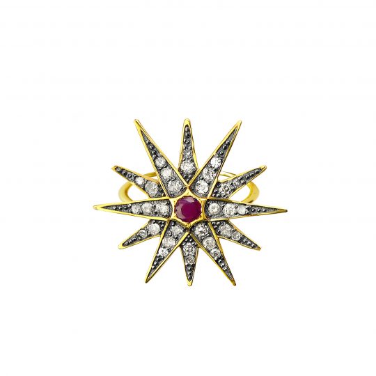 Sweet Marie Ophelia Ruby & Diamond Star Ring