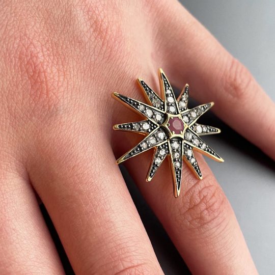 Sweet Marie Ophelia Ruby & Diamond Star Ring