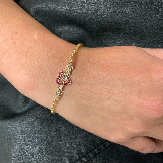 Sweet Marie Patti Ruby & Diamond Lightning Heart Bracelet