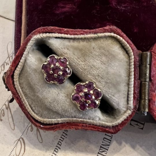 9ct Ruby Cluster Stud Earrings