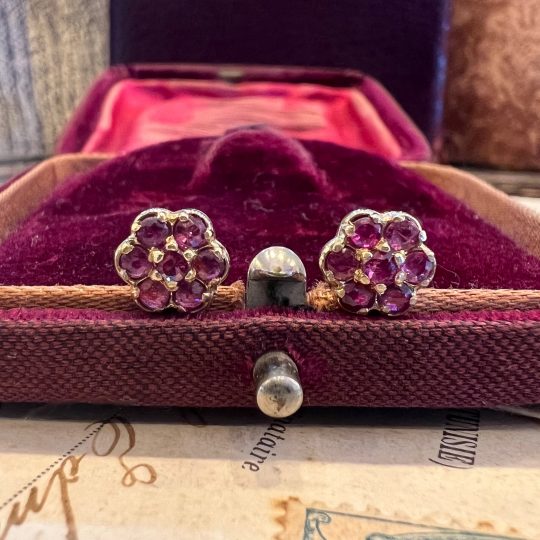 9ct Ruby Cluster Stud Earrings