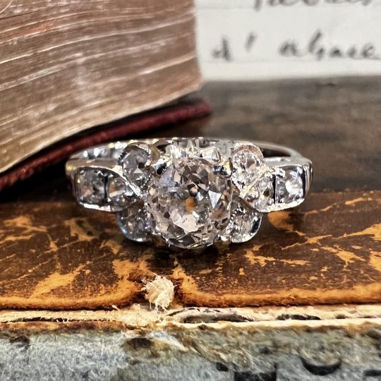 Platinum Old Cushion Cut Diamond Ring Circa 1930s