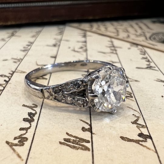 Platinum 1.77ct Old Cut Diamond Ring Circa 1930s