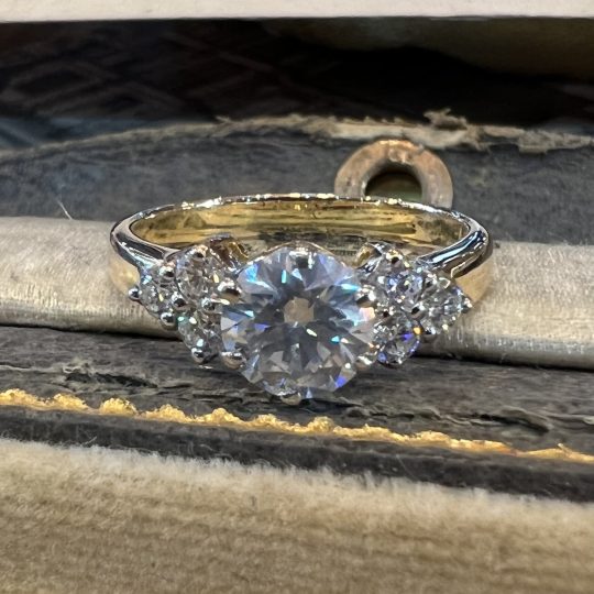 Diamond Engagement Ring With Trefoil Diamond Shoulders
