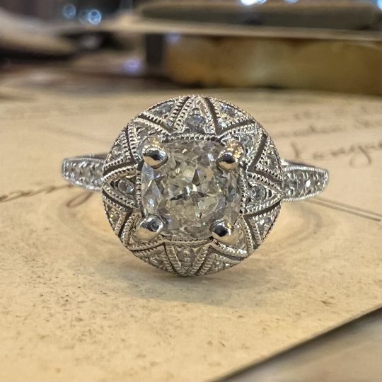 Vintage Inspired Old Mine Cut Diamond Ring