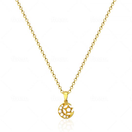 Sweet Marie Corrina Pearl Moon & Star Necklace