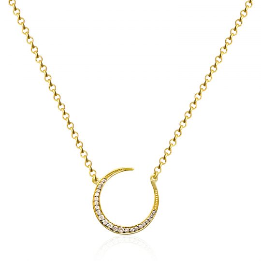Sweet Marie Joni Diamond Crescent Moon Necklace