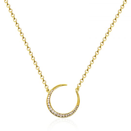 Sweet Marie Joni Diamond Crescent Moon Necklace