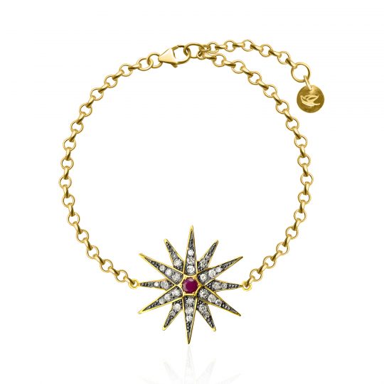 Sweet Marie Ophelia Diamond & Ruby Star Bracelet