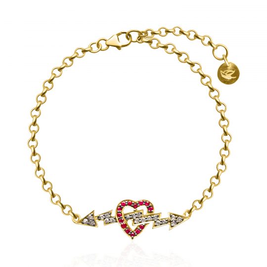 Sweet Marie Patti Ruby & Diamond Lightning Heart Bracelet