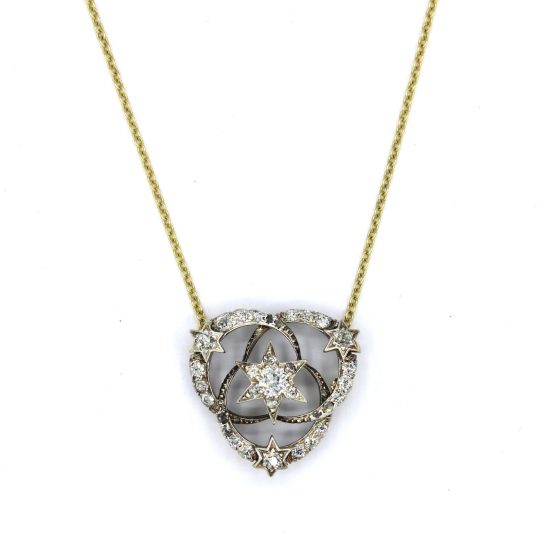 Remodelled Victorian Moon & Stars Diamond Necklace