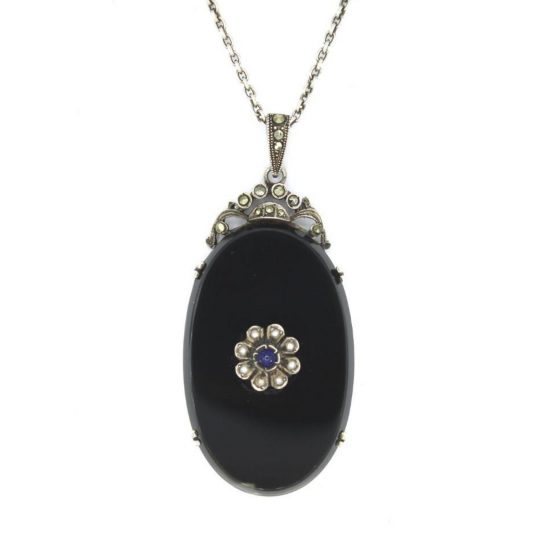 Vintage Onyx & Marcasite Necklace