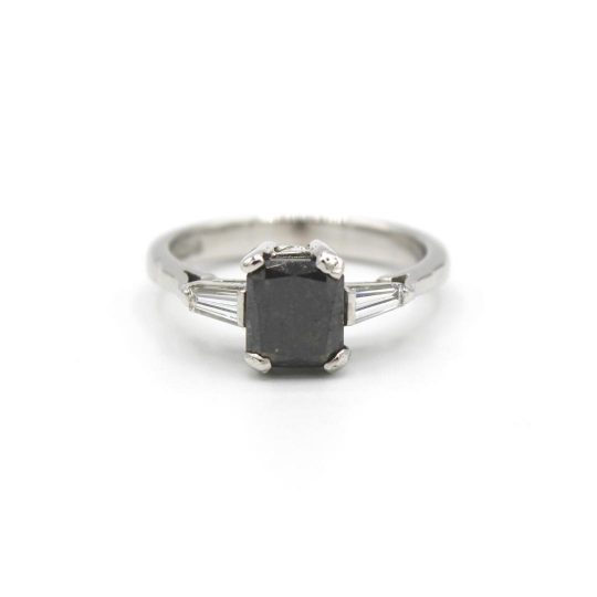 Art Deco Inspired Black Diamond Engagement Ring