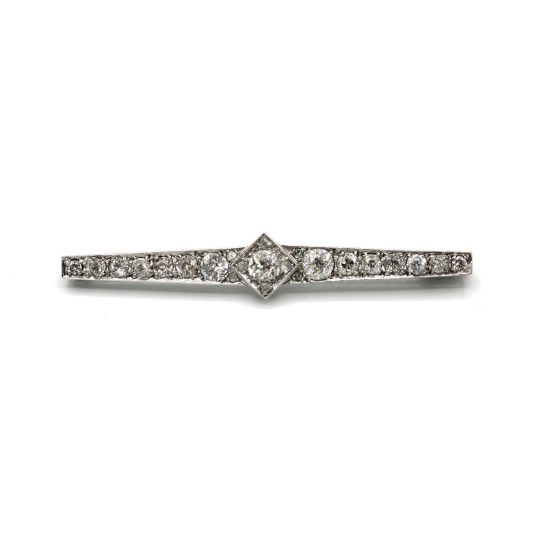 Art Deco Old-Cut Diamond Bar Brooch