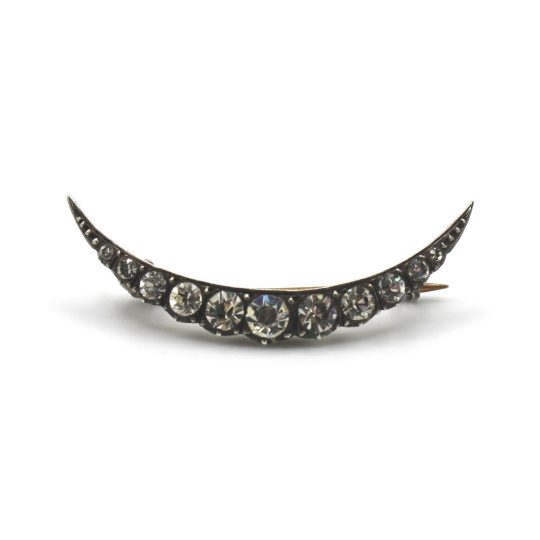 Sterling Silver & Paste Crescent Brooch Circa 1910