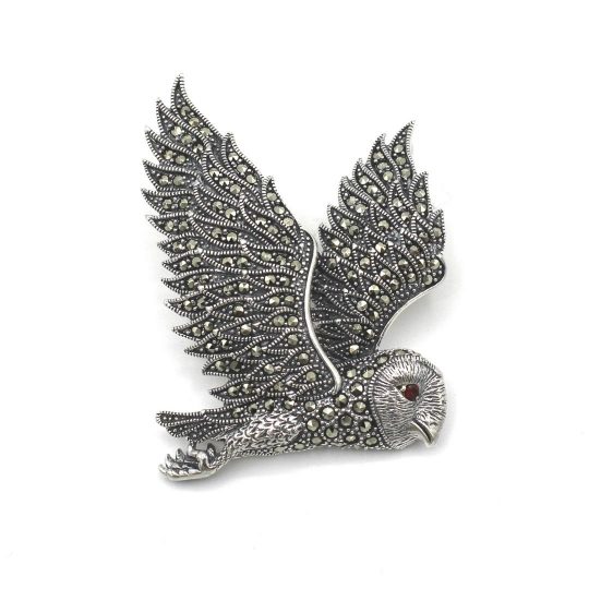 Sterling Silver Marcasite Owl Brooch