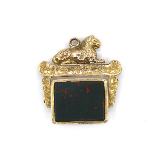 9ct Yellow Gold Victorian Bloodstone & Rhodonite Fob