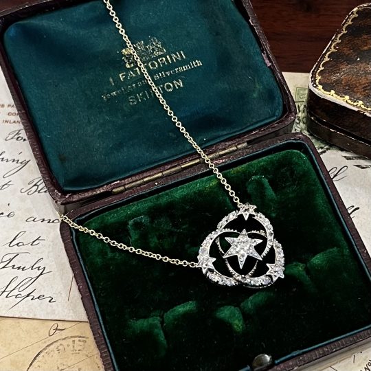 Remodelled Victorian Moon & Stars Diamond Necklace