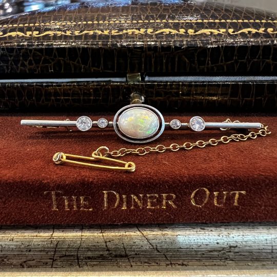 Art Deco Opal & Diamond Target Bar Brooch
